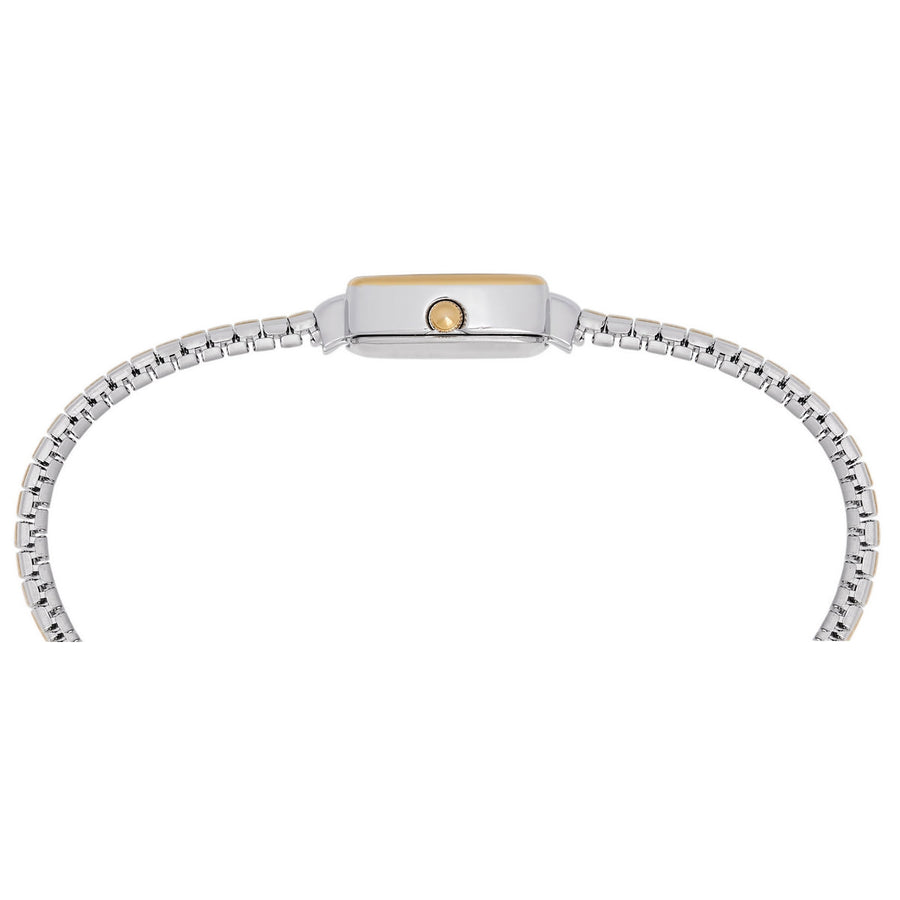 lorus quartz ladies two tone white dial expander bracelet watch