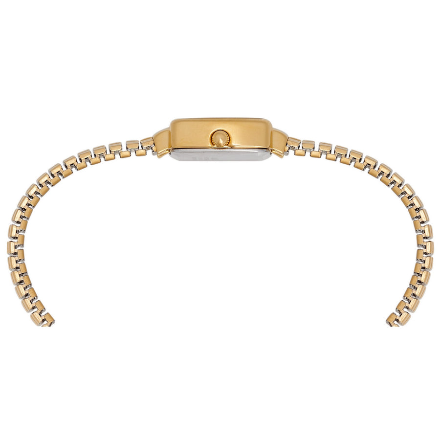 lorus quartz ladies gold plated white dial expander bracelet watch