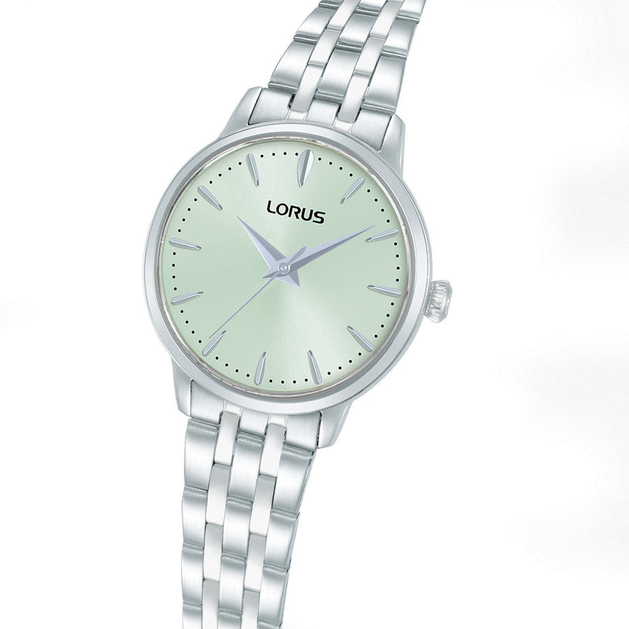 lorus quartz ladies stainless steel green dial bracelet watch