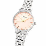 lorus quartz ladies stainless steel pink dial bracelet watch