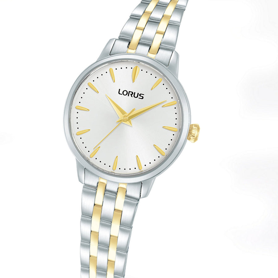 lorus quartz ladies two tone white dial bracelet watch