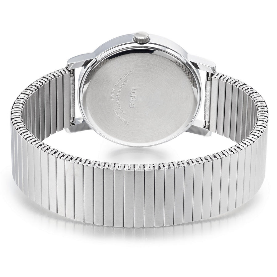 lorus quartz gents stainless steel white dial expand