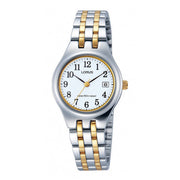 lorus quartz ladies two tone white dial bracelet watch