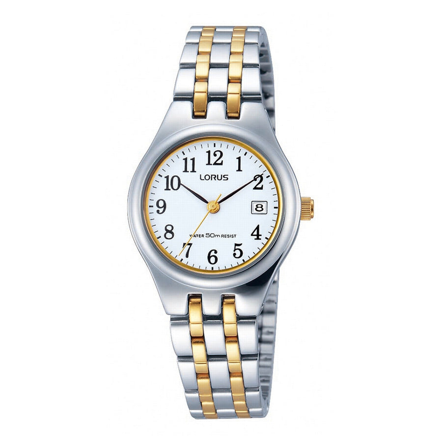 lorus quartz ladies two tone white dial bracelet watch