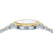 lorus quartz ladies two tone stone set white dial bracelet watch