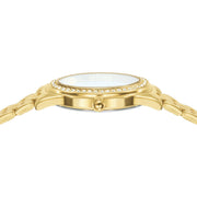 lorus quartz ladies gold plated stone set white dial bracelet watch