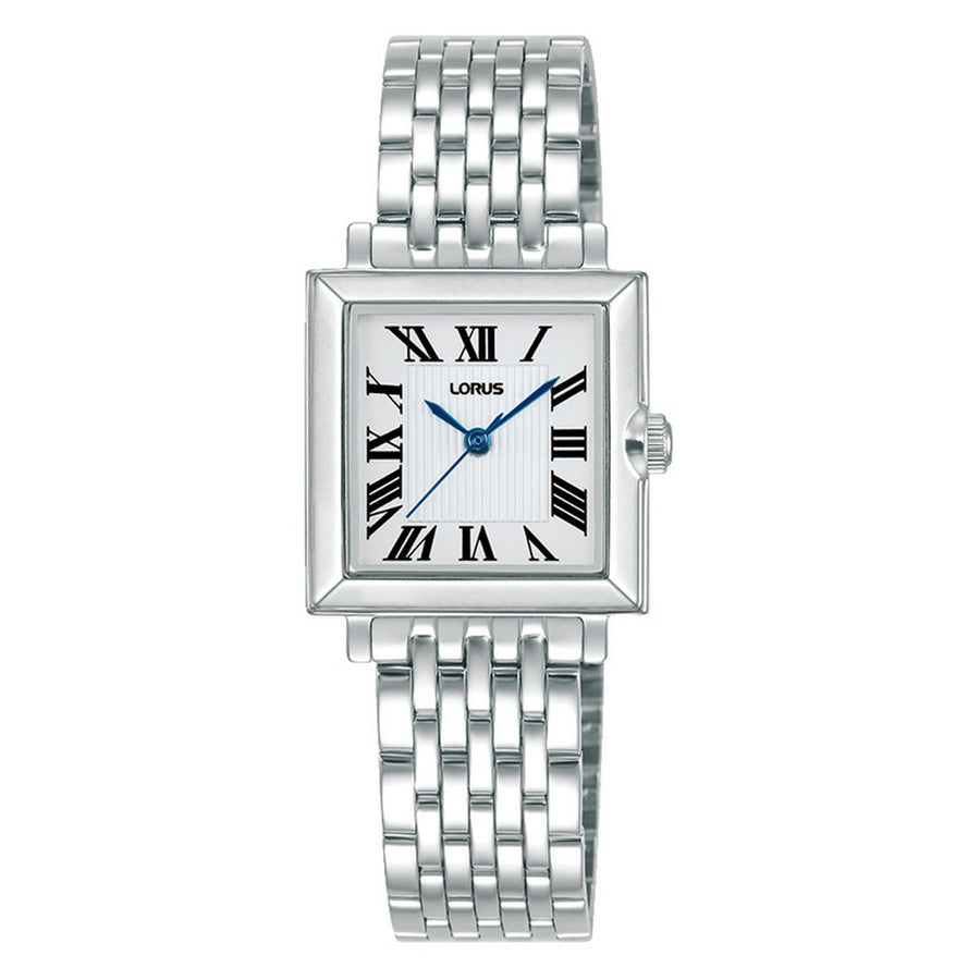 lorus quartz ladies stainless steel white dial bracelet watch