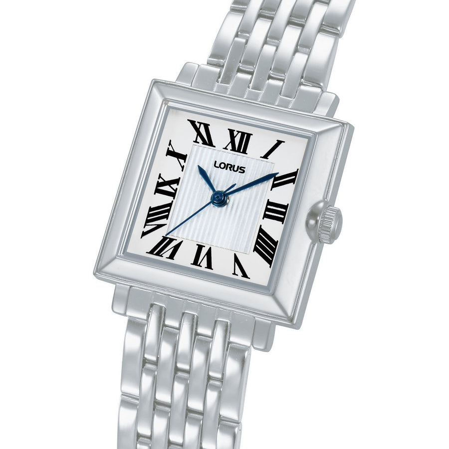lorus quartz ladies stainless steel white dial bracelet watch