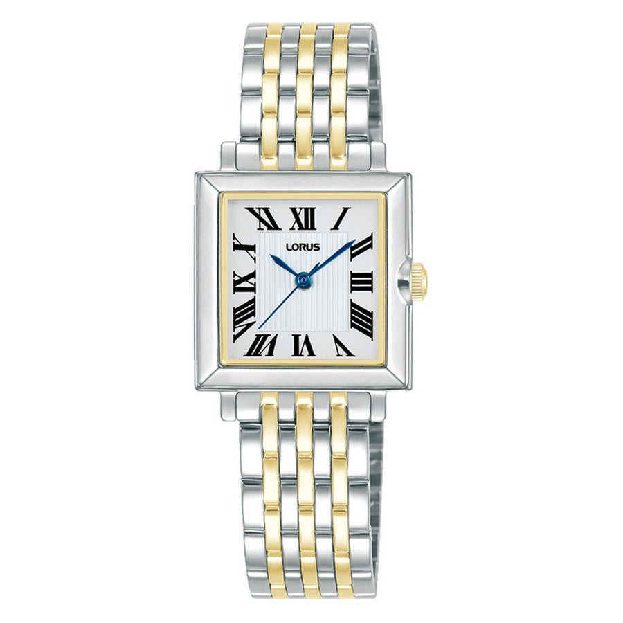 lorus quartz ladies two tone white dial bracelet watch