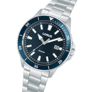 lorus quartz gents stainless steel blue dial bracelet watch