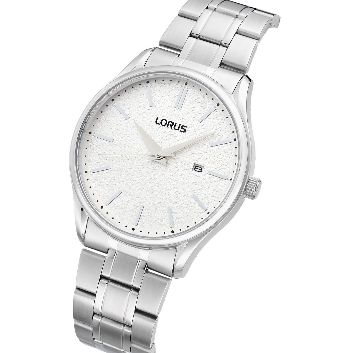 lorus quartz gents stainless steel white dial bracelet watch