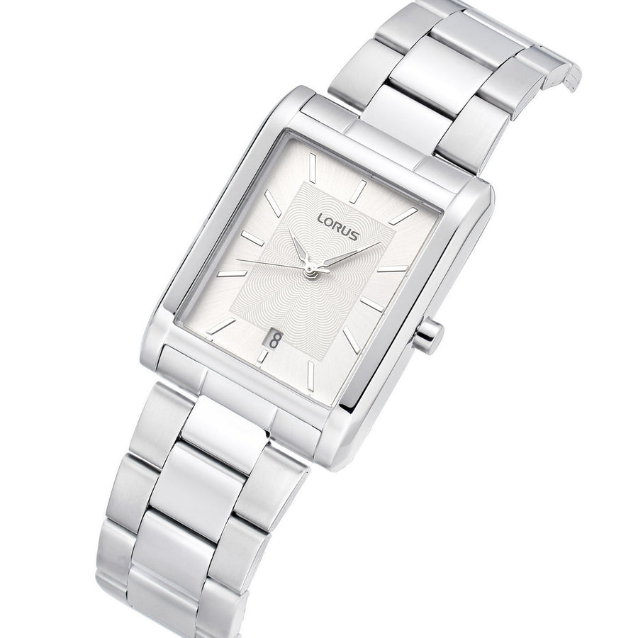 lorus quartz gents stainless steel white dial bracelet watch
