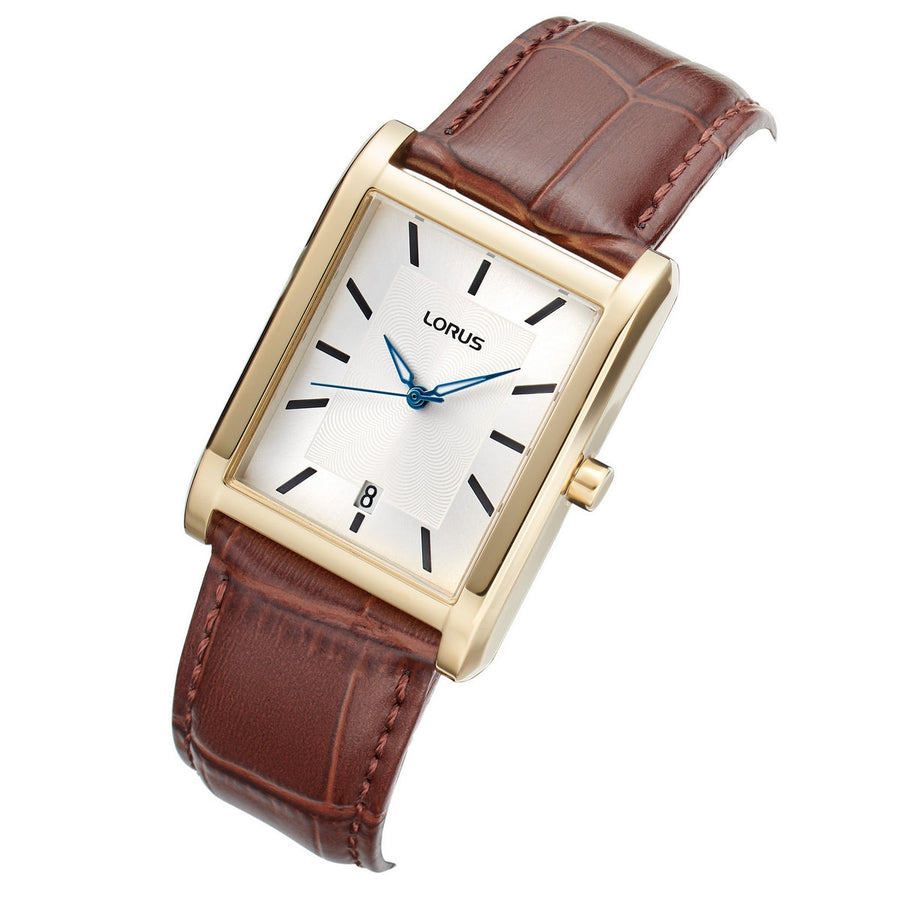 lorus quartz gents gold plated white dial strap watch