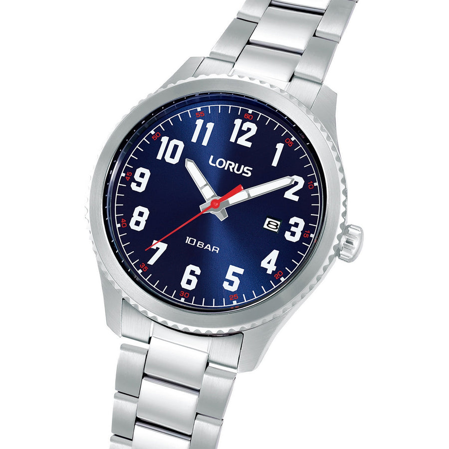 lorus quartz gents stainless steel blue dial bracelet watch