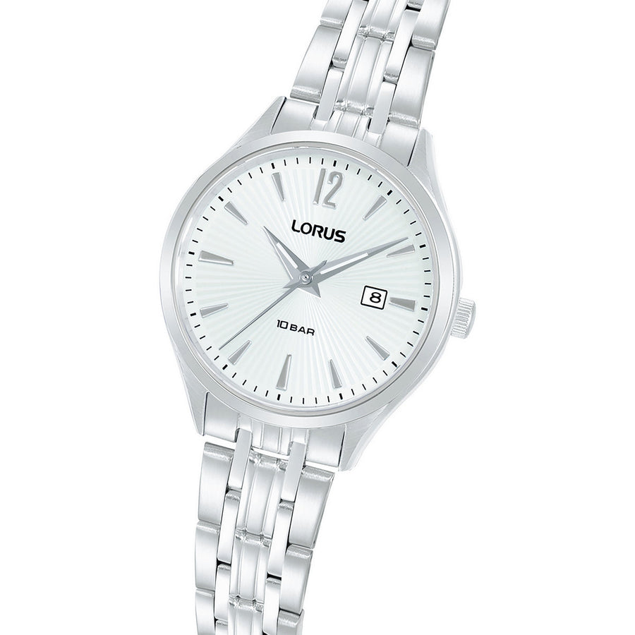lorus quartz ladies stainless steel white dial bracelet watch