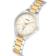 lorus quartz ladies two tone stainless steel white dial bracelet watch