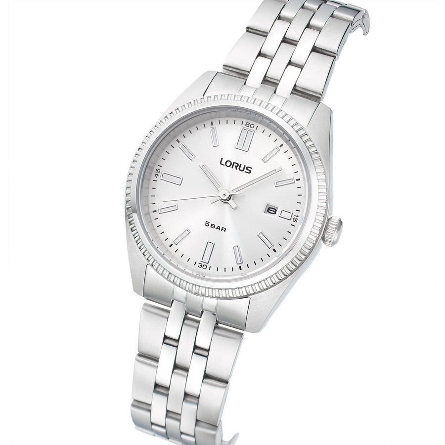 lorus quartz ladies stainless steel white dial bracelet watch