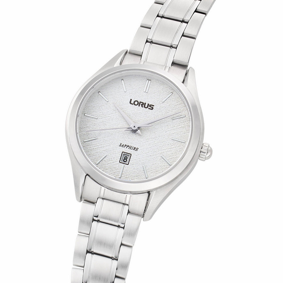 lorus quartz ladies stainless steel white dial bracelet watch