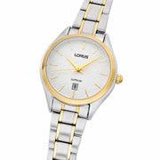 lorus quartz ladies two tone white dial bracelet watch