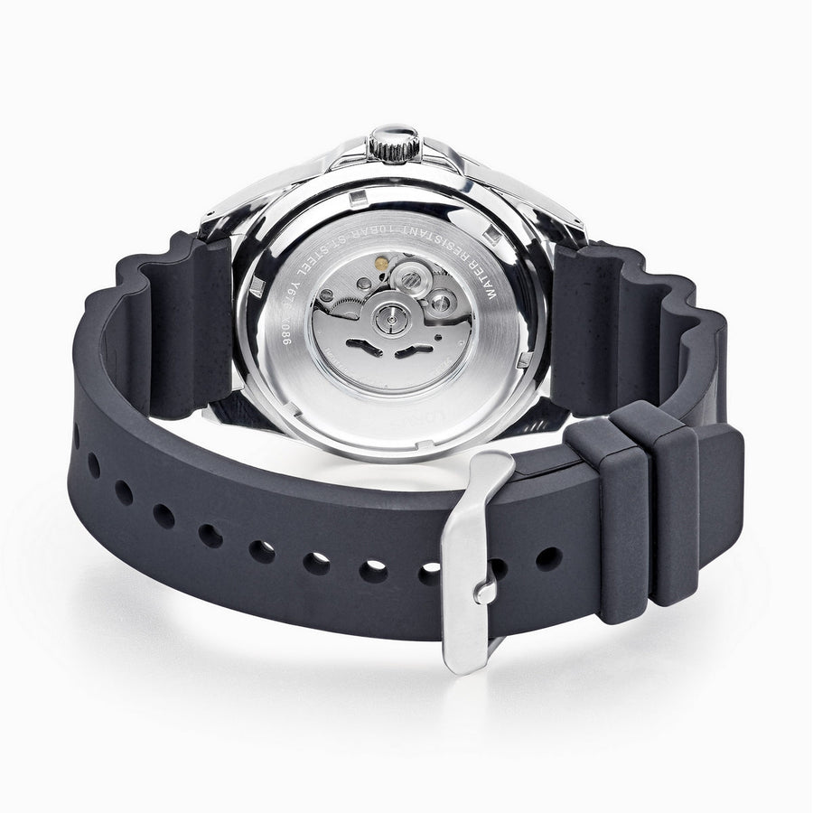 lorus automatic gents stainless steel orange dial strap watch