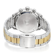 lorus chronograph gents two tone stainless steel green dial brcelet watch