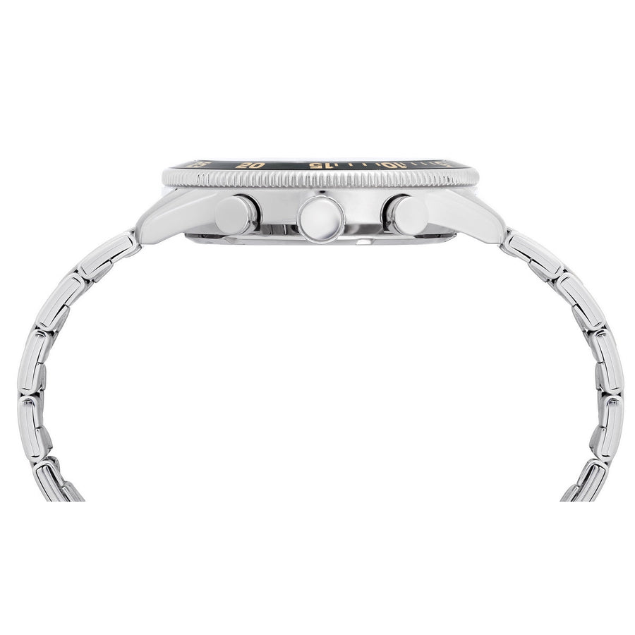 lorus chronograph gents two tone stainless steel green dial brcelet watch