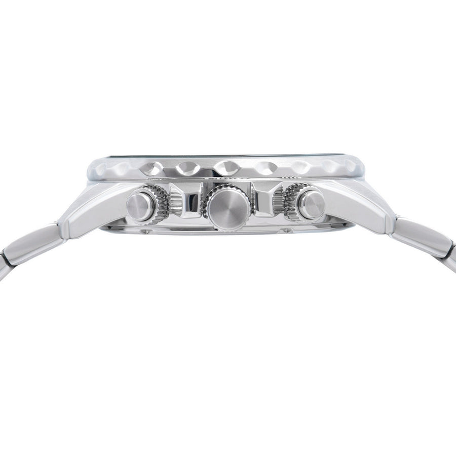 lorus quartz chronograph gents stainless steel black dial bracelet watch