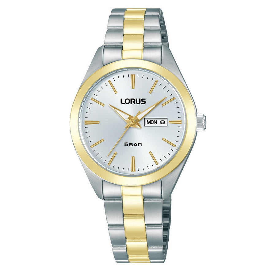 lorus quartz ladies two tone white dial bracelet watch