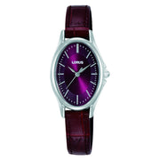 lorus quartz ladies stainless steel burgundy dial strap watch