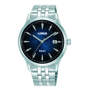 lorus quartz gents stainless steel blue dial bracelet watch