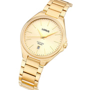 lorus quartz gents gold plated champagne dial bracelet watch