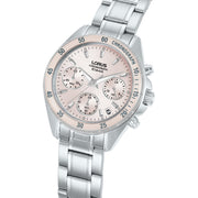 lorus quartz chronograph ladies stainless steel pink dial bracelet watch