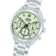 lorus quartz chronograph gents stainless steel green dial bracelet watch