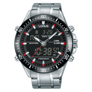 lorus duo time gents stainless steel bracelet watch
