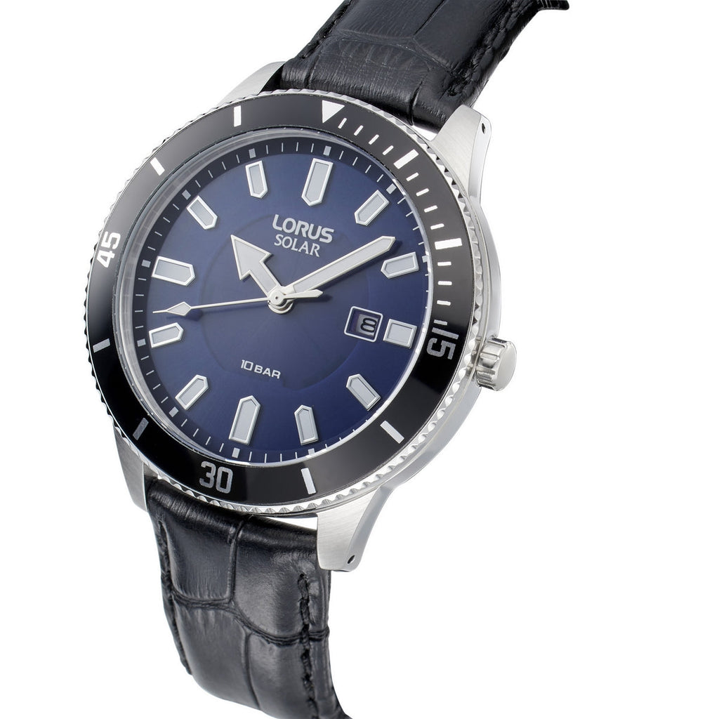 lorus solar stainless steel blue BROOKS Jewellers strap watch – dia