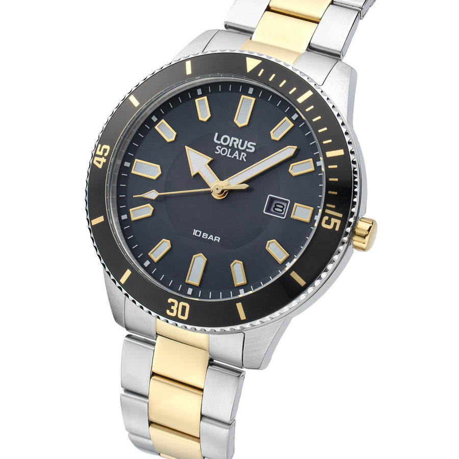 lorus solar two tone grey dial braclet watch