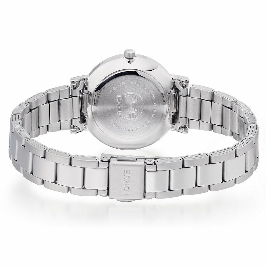lorus solar ladies stainless steel pink dial bracelet watch