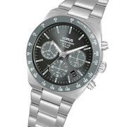 lorus solar chronograph gents stainless steel black dial bracelet watch