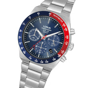 lorus solar chronograph gents stainless steel blue dial bracelet watch