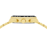 lorus solar chronograph gents gold plated black dial bracelet watch