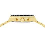 lorus solar chronograph gents gold plated black dial bracelet watch