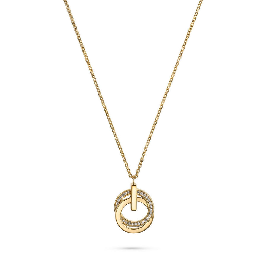 jette necklace silver 925 yellow gold plate with cubic zirconia 45+3cm