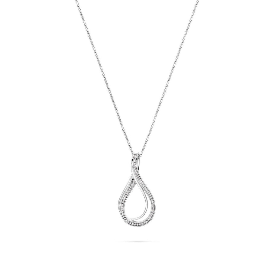 jette necklace silver 925 rhodium plated with cubic zirconia 70cm