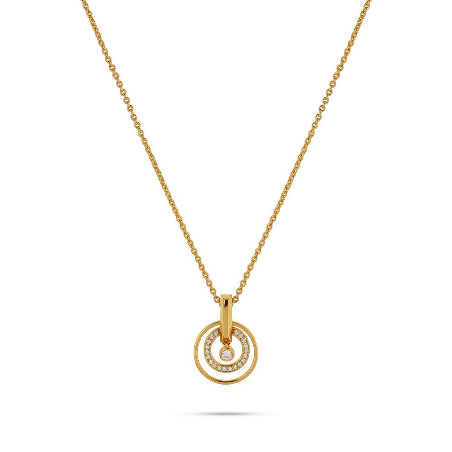 jette necklace silver 925 yellow gold plate with cubic zirconia 45+3cm