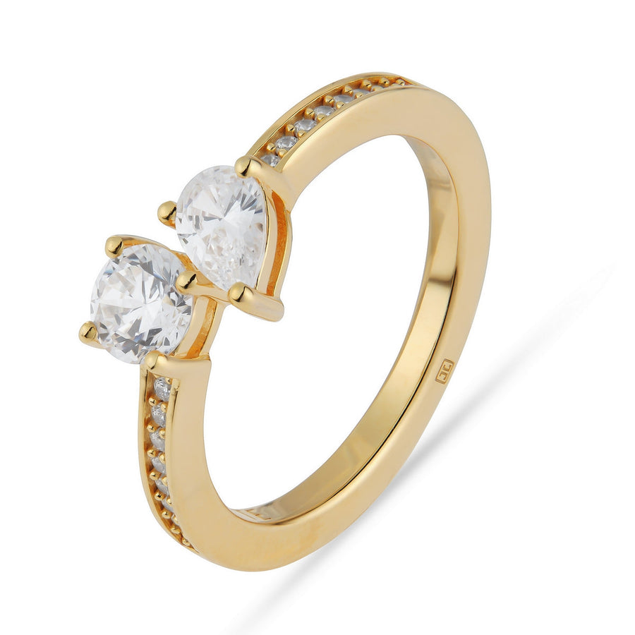 jette ring silver 925 yellow gold plate with cubic zirconia size57
