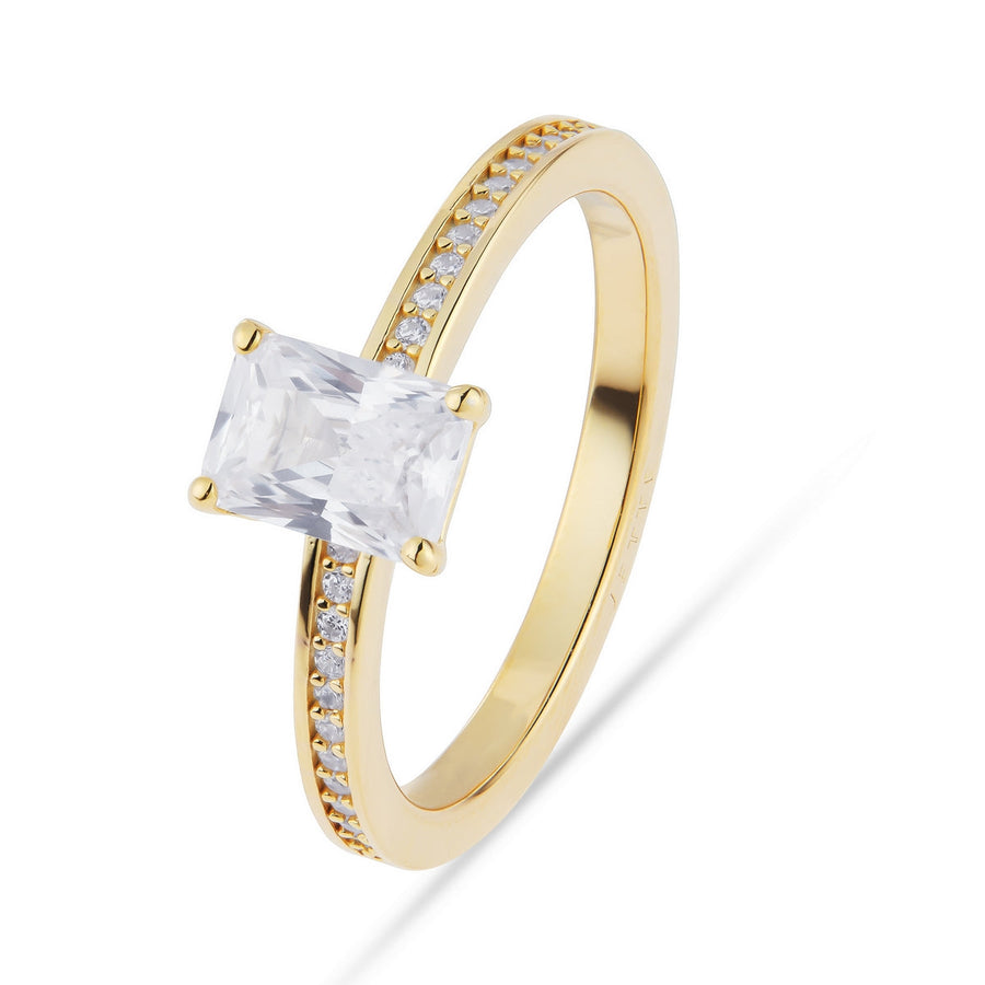 jette ring silver 925 yellow gold plate with cubic zirconia size57