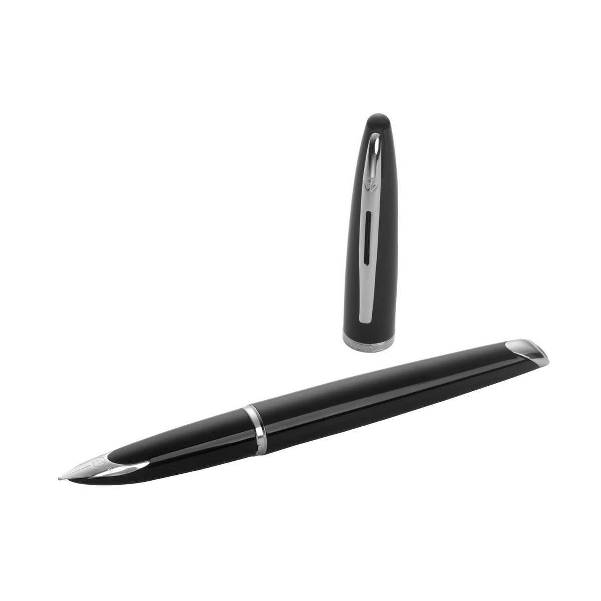 waterman - car�ne fountain pen black with silver trim, medium nib