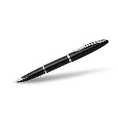waterman - car�ne fountain pen black with silver trim, medium nib