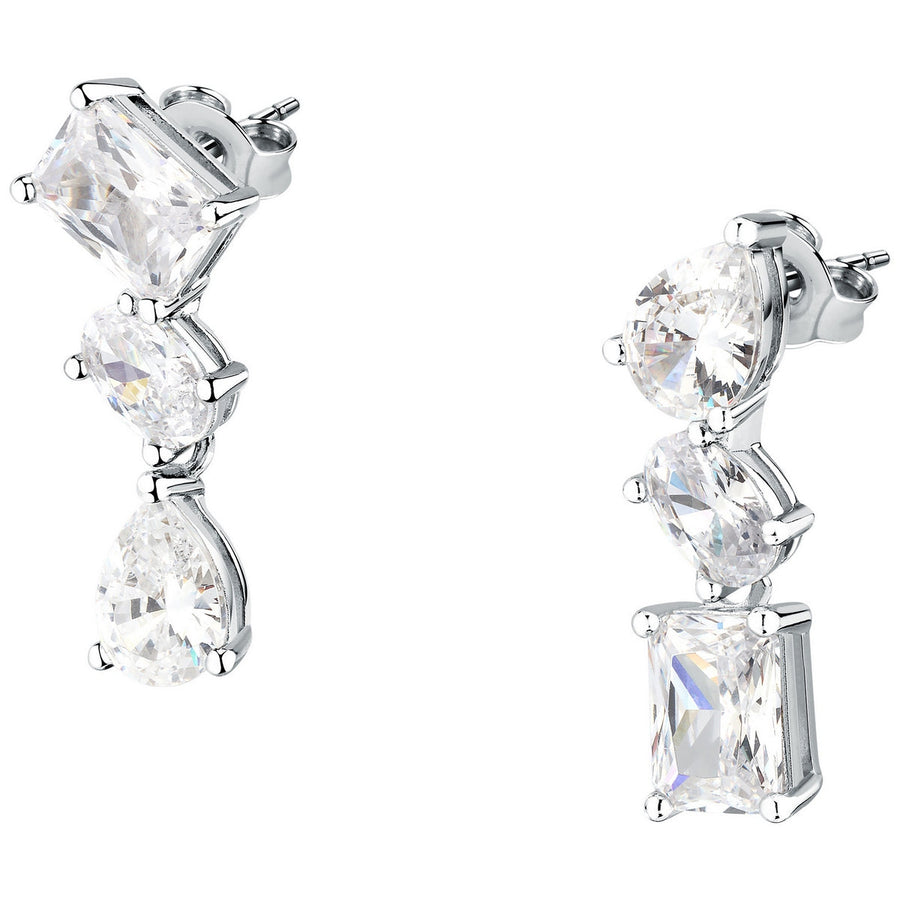 morellato silver rifle stainless steel earrings s925 rhodium cz white 2cm