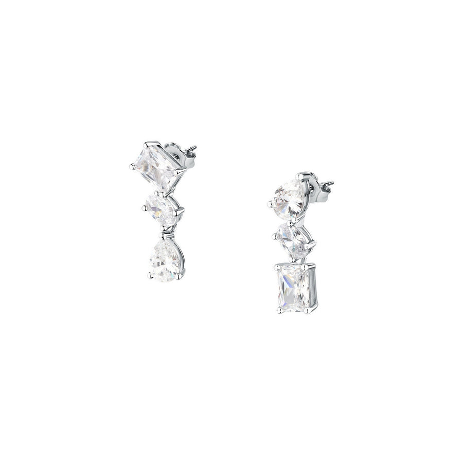 morellato silver rifle stainless steel earrings s925 rhodium cz white 2cm